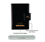 Load image into Gallery viewer, AICA Personalized Name &amp; Charm Leather Notebook Diary -A5 Size, 200 Ruled Pages (Black)|Customized Christmas Secret Santa Daily Journal Diaries Diary Gifts for Men Women Friends Family Office Staff

