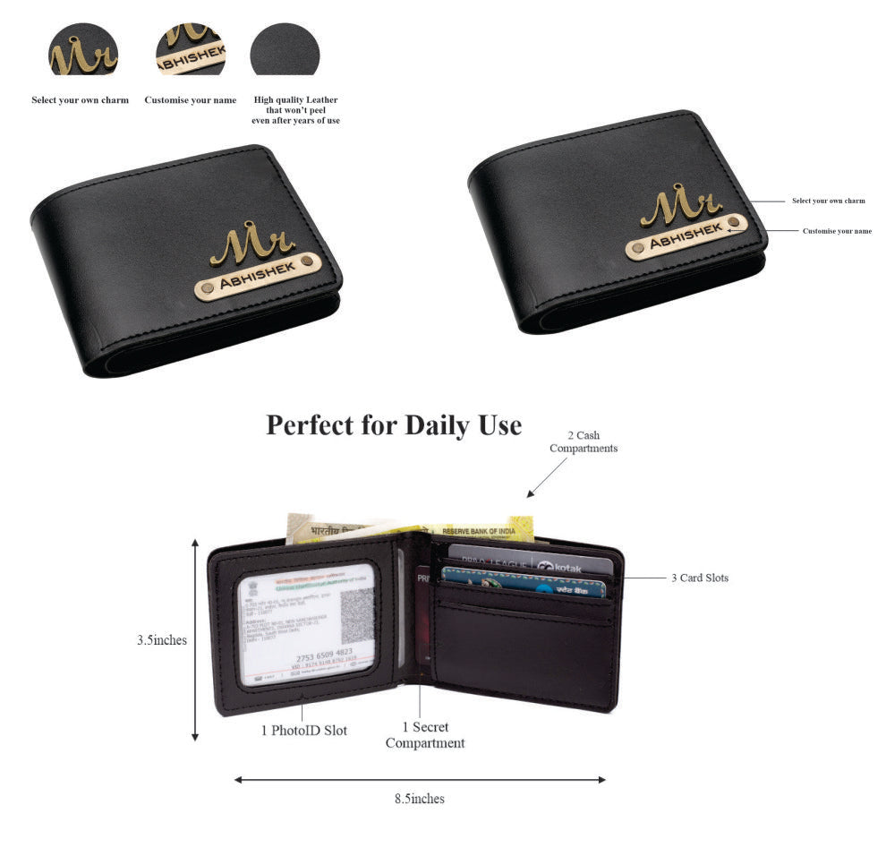 AICA Personalized Name, Charm & Color Couple Wallet For Men & Women Combo Gift Set | Marriage Wedding Anniversary Gift For Couples, Friend, Husband ,Wife