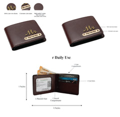 AICA Personalized Name & Charm Leather Wallet Men’s Combo Giftset (Darkbrown)