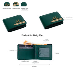 AICA Personalized Name & Charm Leather Wallet Men’s Combo Giftset (DarkGreen)