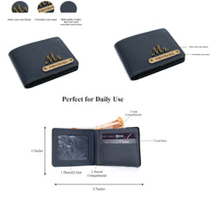 AICA Personalized Name & Charm Leather (Wallet+Passport+Sunglass+Keychain) Mens Combo Giftset (Grey)