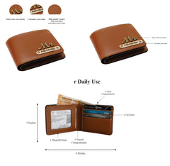 AICA Personalized Name & Charm Leather Wallet Mens Combo Giftset (TanBrown)