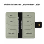 AICA Personalized Name & Charm Long Leather Car Document Holder with RC, Insurance Papers, Card Slots & Cash Compartment for Men & Women (Mintgreen)