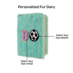 AICA Personalized Embroidery Patch Name Soft Fur Diary A5 Size 160 Pages (Mintgreen) For Girls & Boys|Customized Cute Plush Personal Journal| Diary for Girls Aesthetic | Diary for Kids| Gifts for Boys