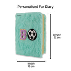 AICA Personalized Embroidery Patch Name Soft Fur Diary A5 Size 160 Pages (Mintgreen) For Girls & Boys|Customized Cute Plush Personal Journal| Diary for Girls Aesthetic | Diary for Kids| Gifts for Boys