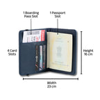 AICA Personalized Name & Charm Leather Passport Cover with 4 Card Slots, Secure Band & Boarding Pass Slot for Men & Women | Travel Passport Holder (Navyblue)