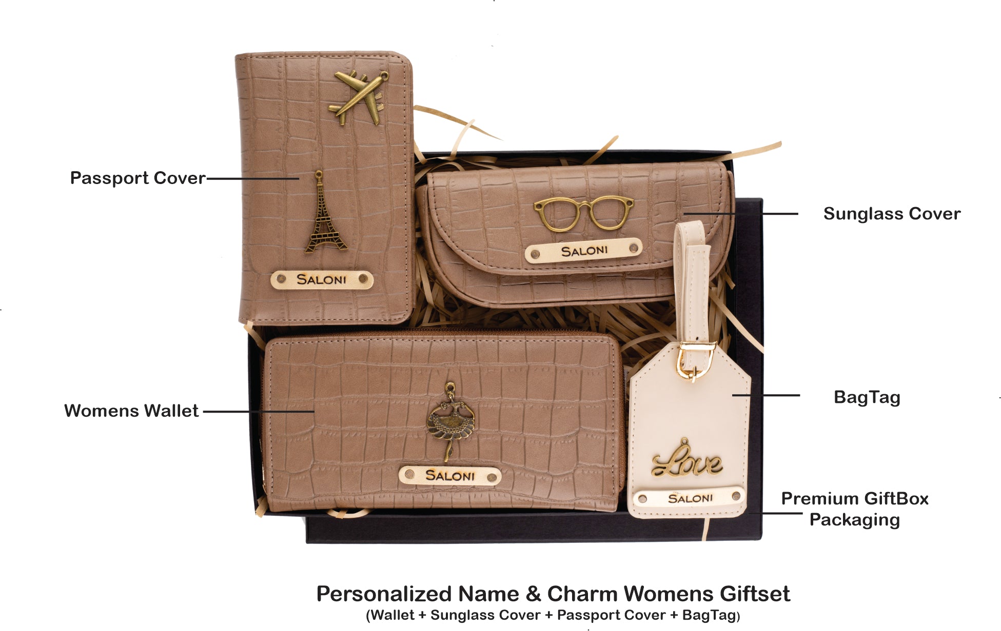Personalized Self-Textured Womens GiftSet (Brown)