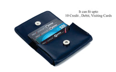 AICA Personalized Name & Charm – Small Pocket Size Leather Credit Debit Visiting Card Holder Wallet Case for Men & Women (NavyBlue)