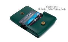 AICA Personalized Name & Charm – Small Pocket Size Leather Credit Debit Visiting Card Holder Wallet Case for Men & Women (DarkGreen)