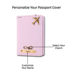 AICA Personalized Name & Charm Leather Passport Cover with 4 Card Slots, Secure Band & Boarding Pass Slot for Men & Women | Travel Passport Holder (Purple)