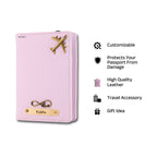 AICA Personalized Name & Charm Leather Passport Cover with 4 Card Slots, Secure Band & Boarding Pass Slot for Men & Women | Travel Passport Holder (Purple)