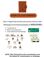 Aica Personalized Name & Charm Leather Notebook Diary - A5 Size 200 Ruled Pages (Tan Brown) for Men & Women | Customized Office Corporate Gift for Employees Clients Staff Colleague Retirement Farewell