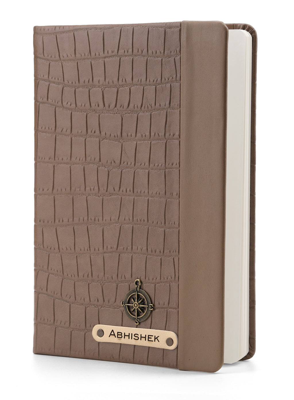 Personalized Leather Notebook Diary -A5 Size, 180 Ruled Pages (Light Brown)