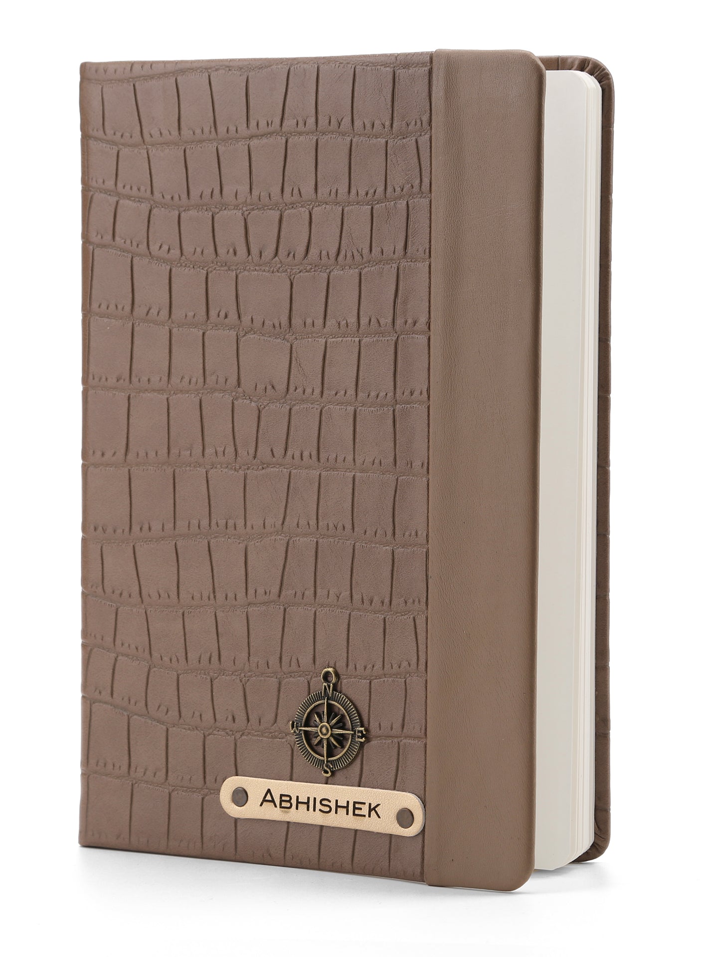 Personalized Leather Notebook Diary -A5 Size, 180 Ruled Pages (Light Brown)