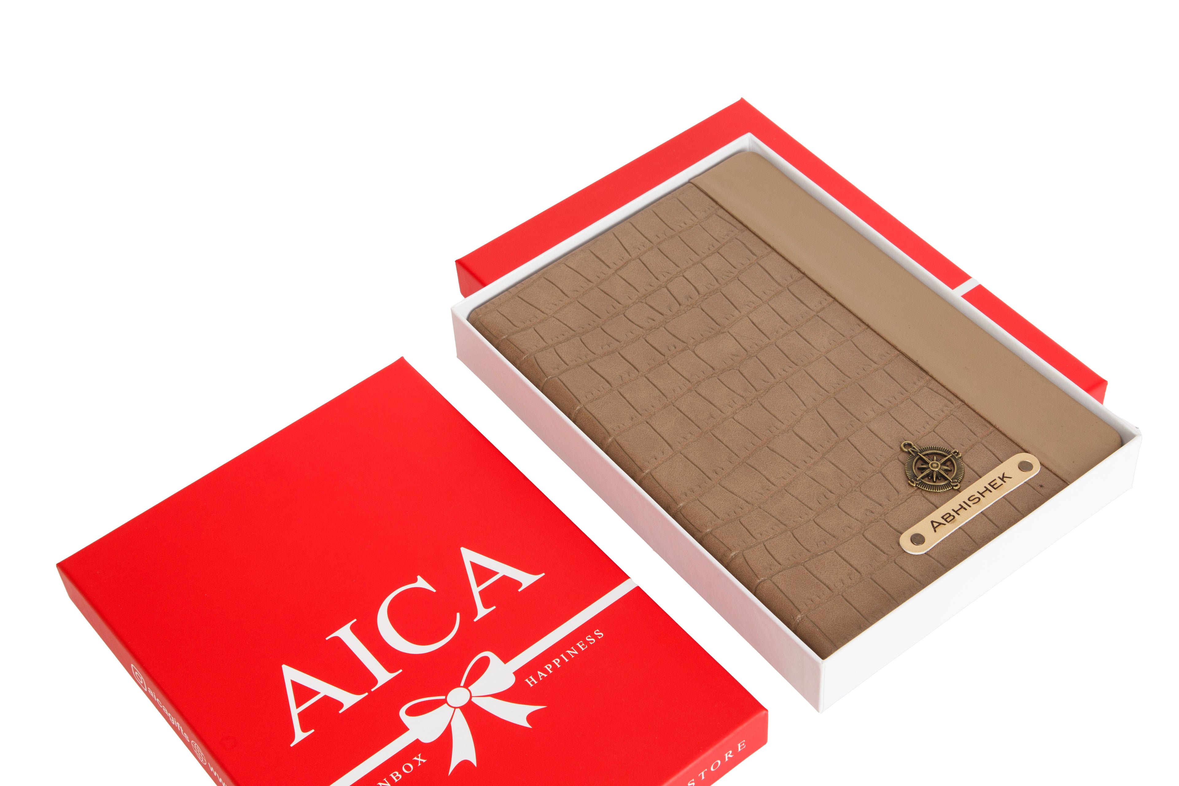 Personalized Leather Notebook Diary -A5 Size, 180 Ruled Pages (Light Brown)