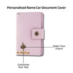 AICA Personalized Name & Charm Long Leather Car Document Holder with RC, Insurance Papers, Card Slots & Cash Compartment for Men & Women (Purple)