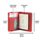 AICA Personalized Name & Charm Leather Passport Cover with 4 Card Slots, Secure Band & Boarding Pass Slot for Men & Women | Travel Passport Holder (Red)