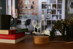 AICA 3D Illusion Wine Glasses with Bottle LED NIGHT LAMP