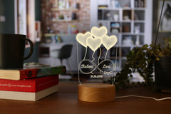 AICA Heart Shaped Personalized Couple Name & Date LED Night Lamp