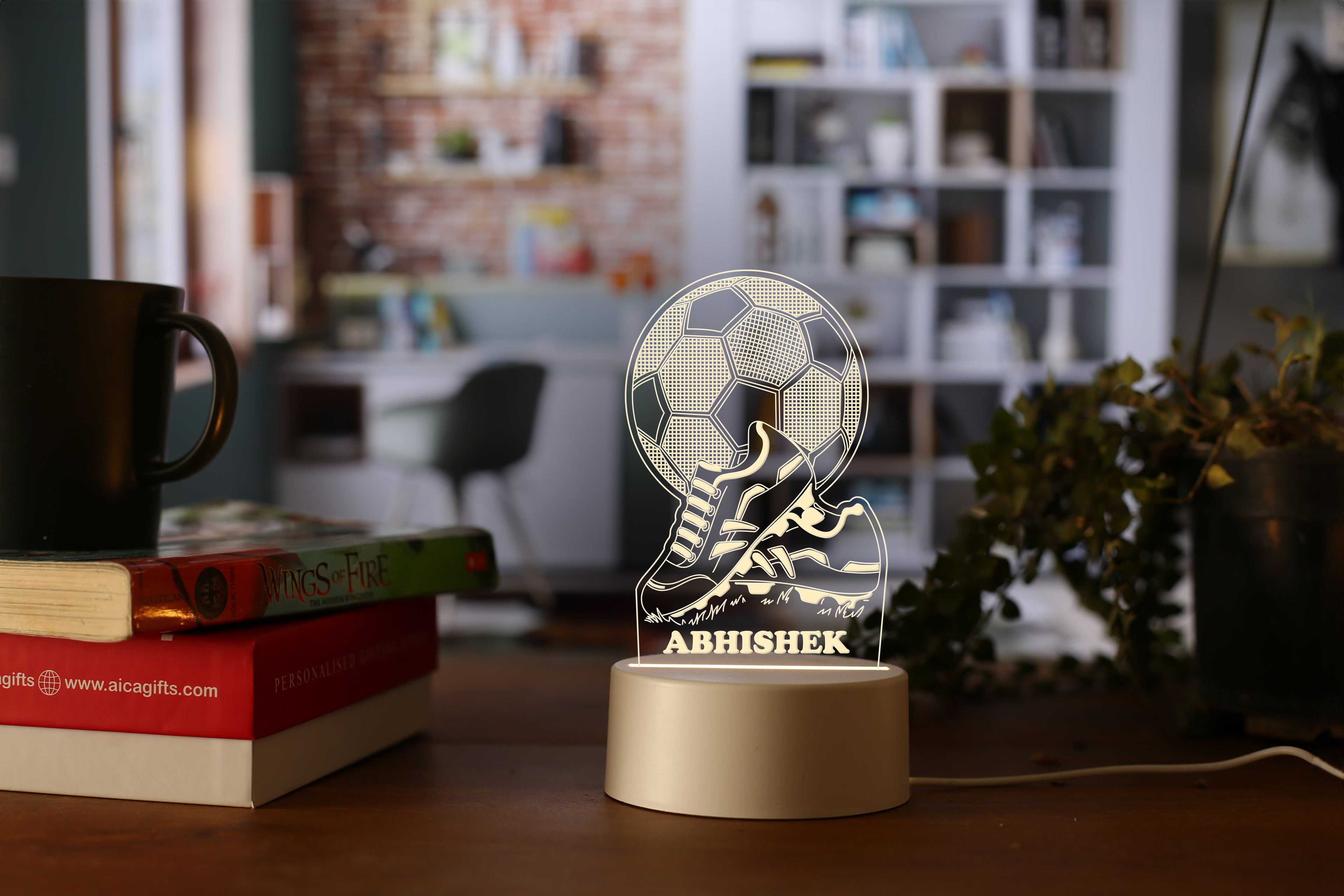 Personalized Football with Shoes LED Lamp