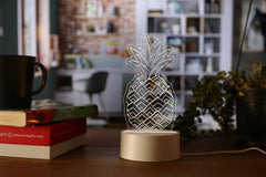 AICA 3D Illusion Pineapple Artificial Fruit Plant LED Night Table Lamp