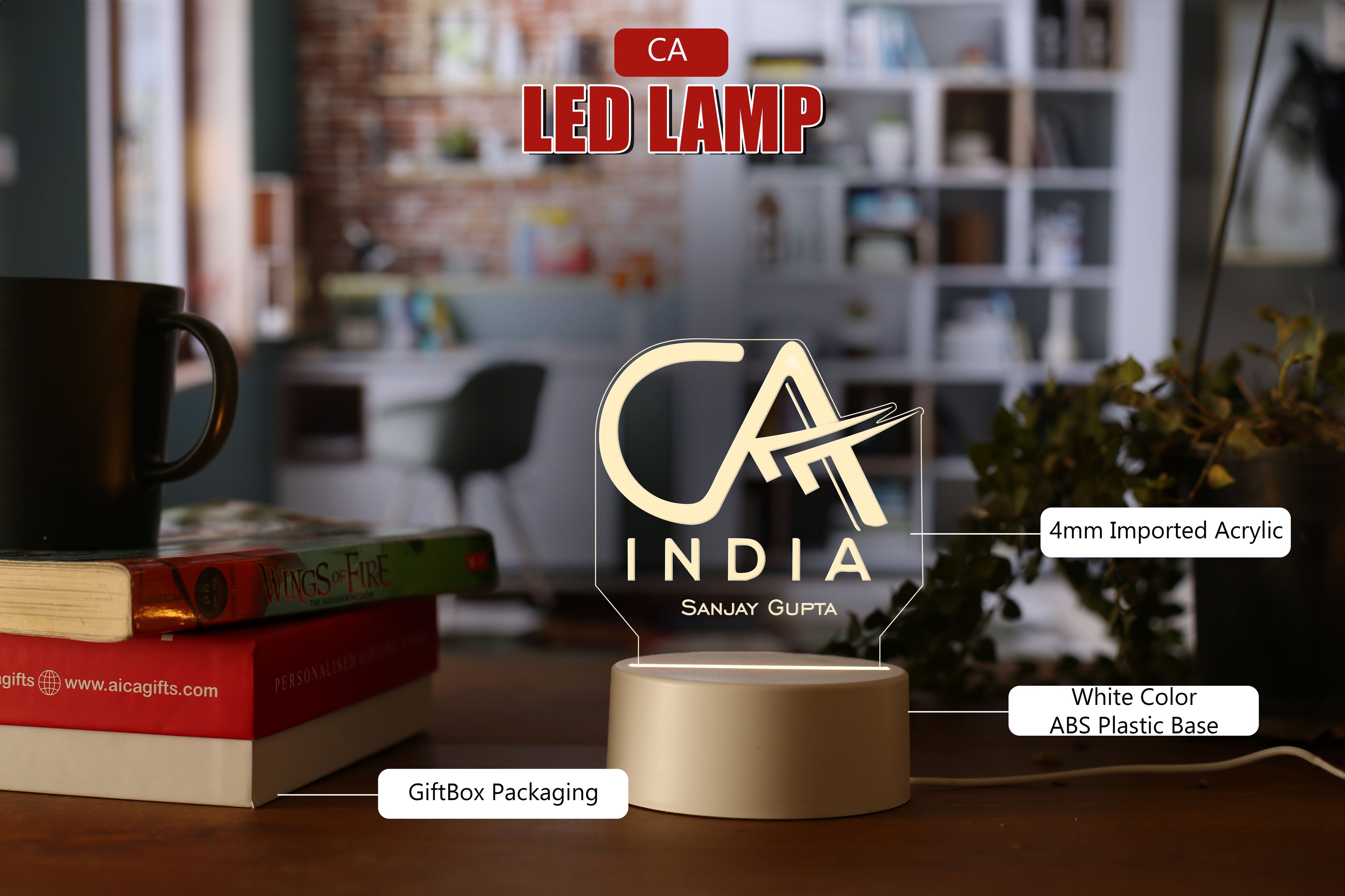 Personalized CA Chartered Accountant LED Lamp