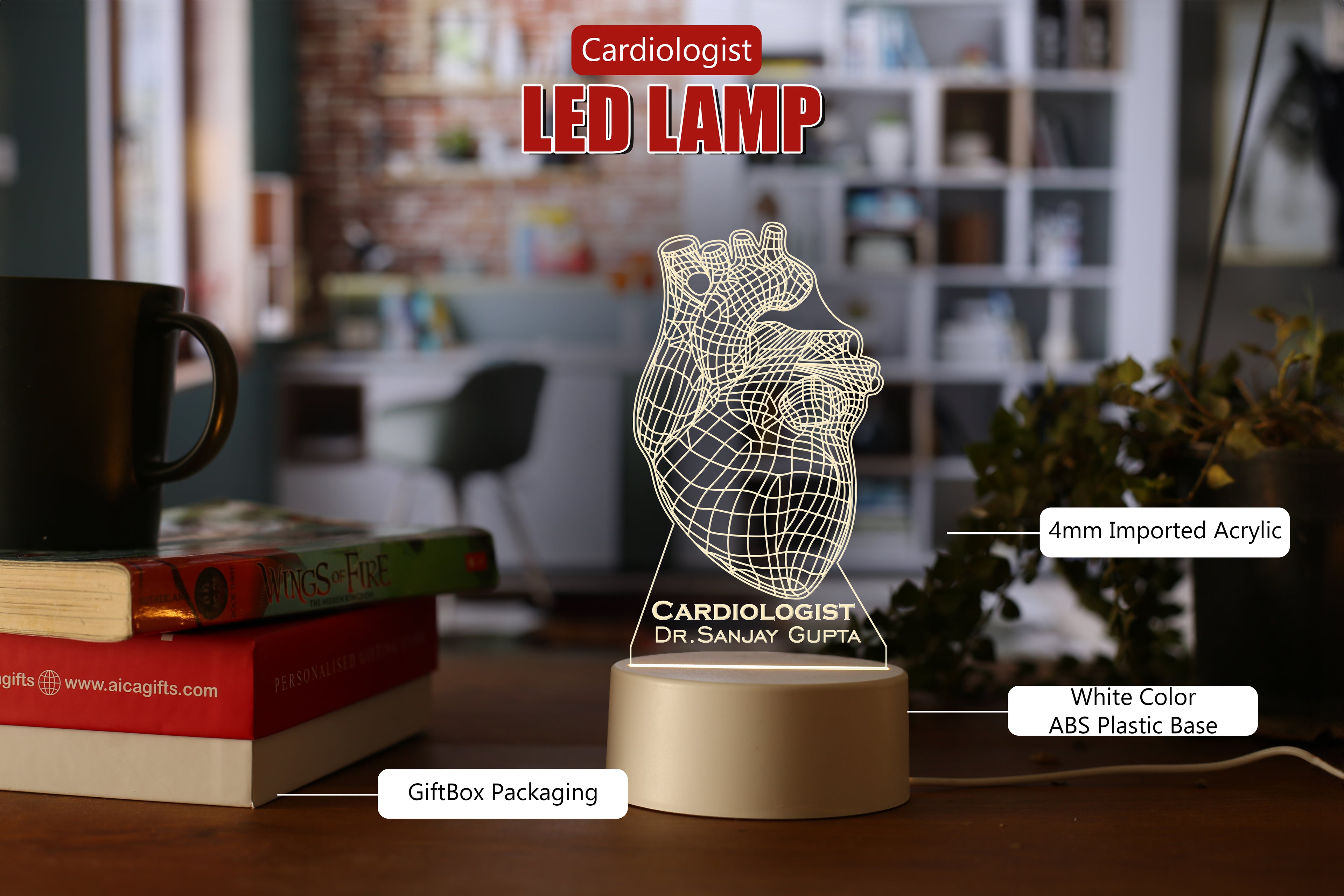 Personalized CARDIOLOGIST DOCTOR LED Table Lamp