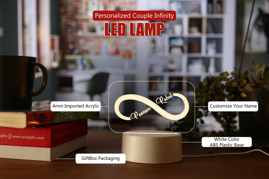 Personalized Couple Name Infinity LED Night Table Lamp