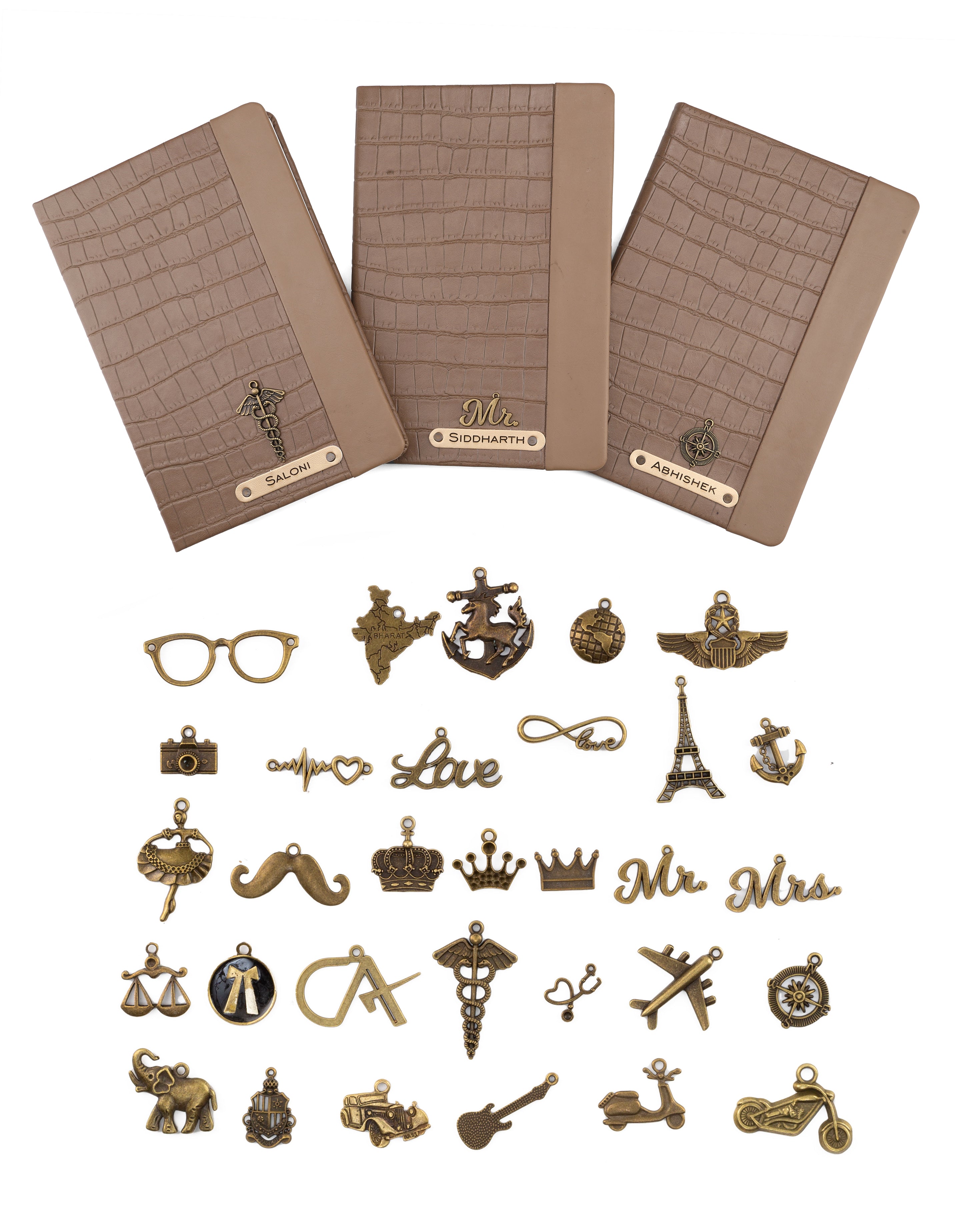 Personalized Leather Notebook Diary -A5 Size, 180 Ruled Pages (Light Brown)