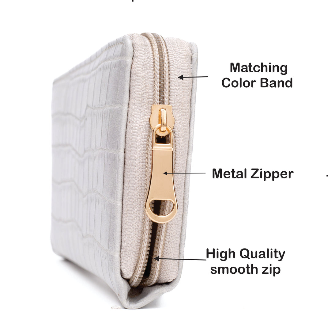 AICA Personalized Name & Charm Womens Leather Wallet - BabyGrey