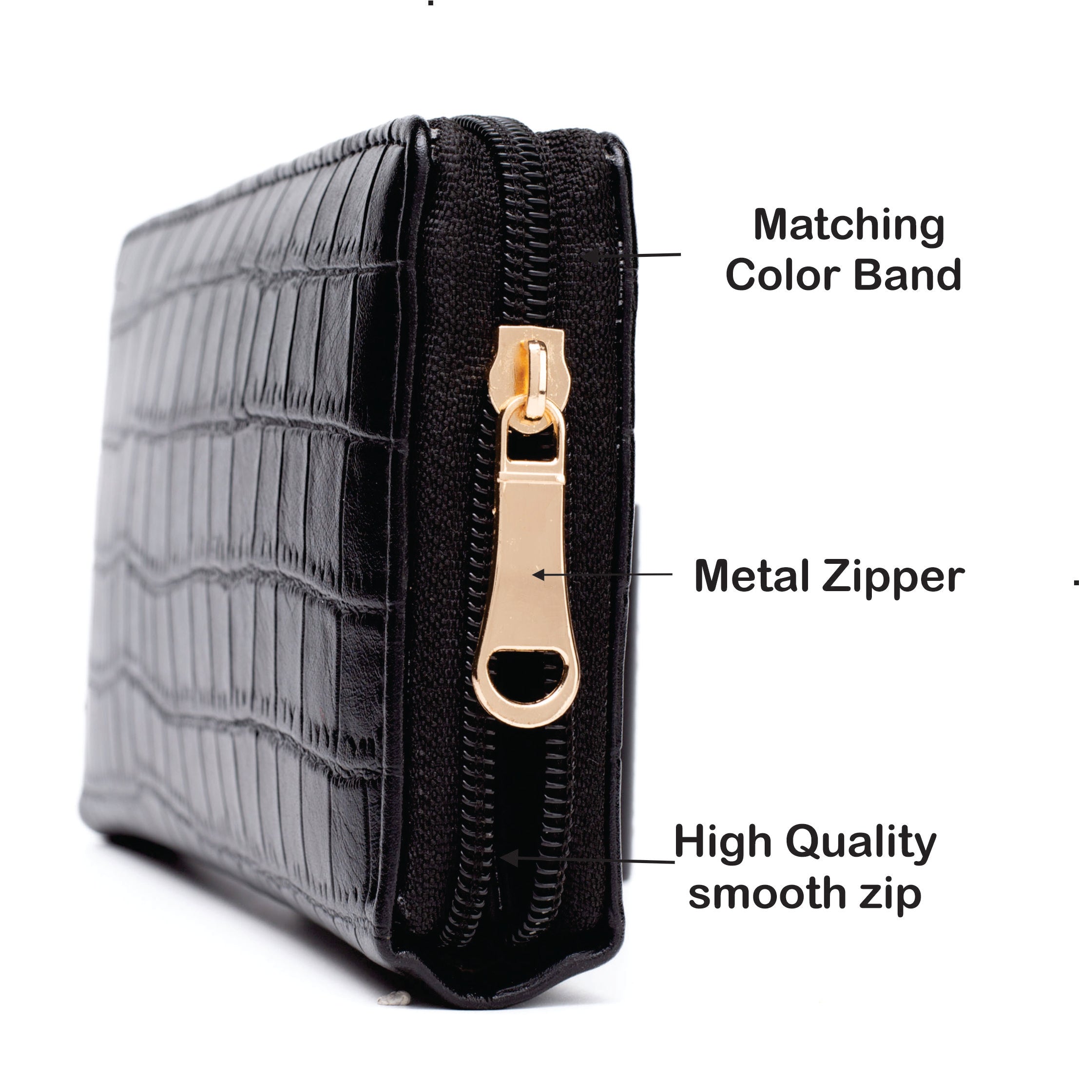 Personalized Self -Textured Womens Wallet - Black