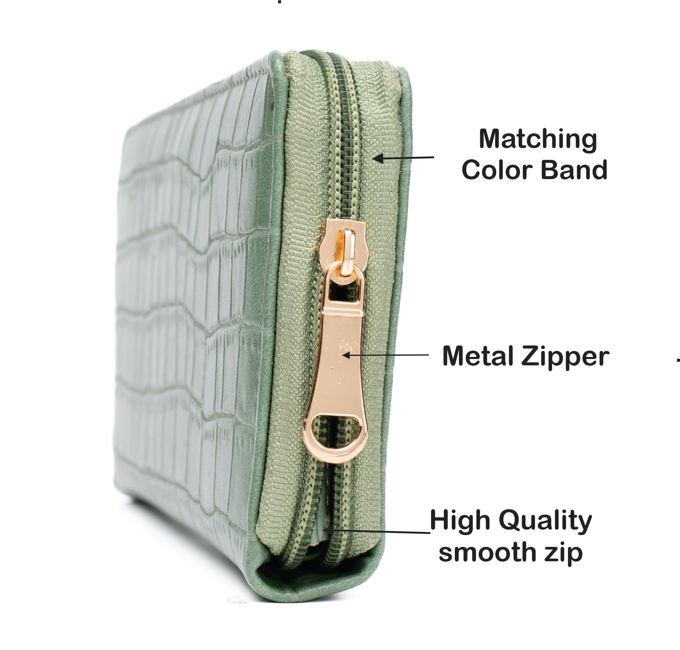 Personalized Self -Textured Womens Wallet - MintGreen