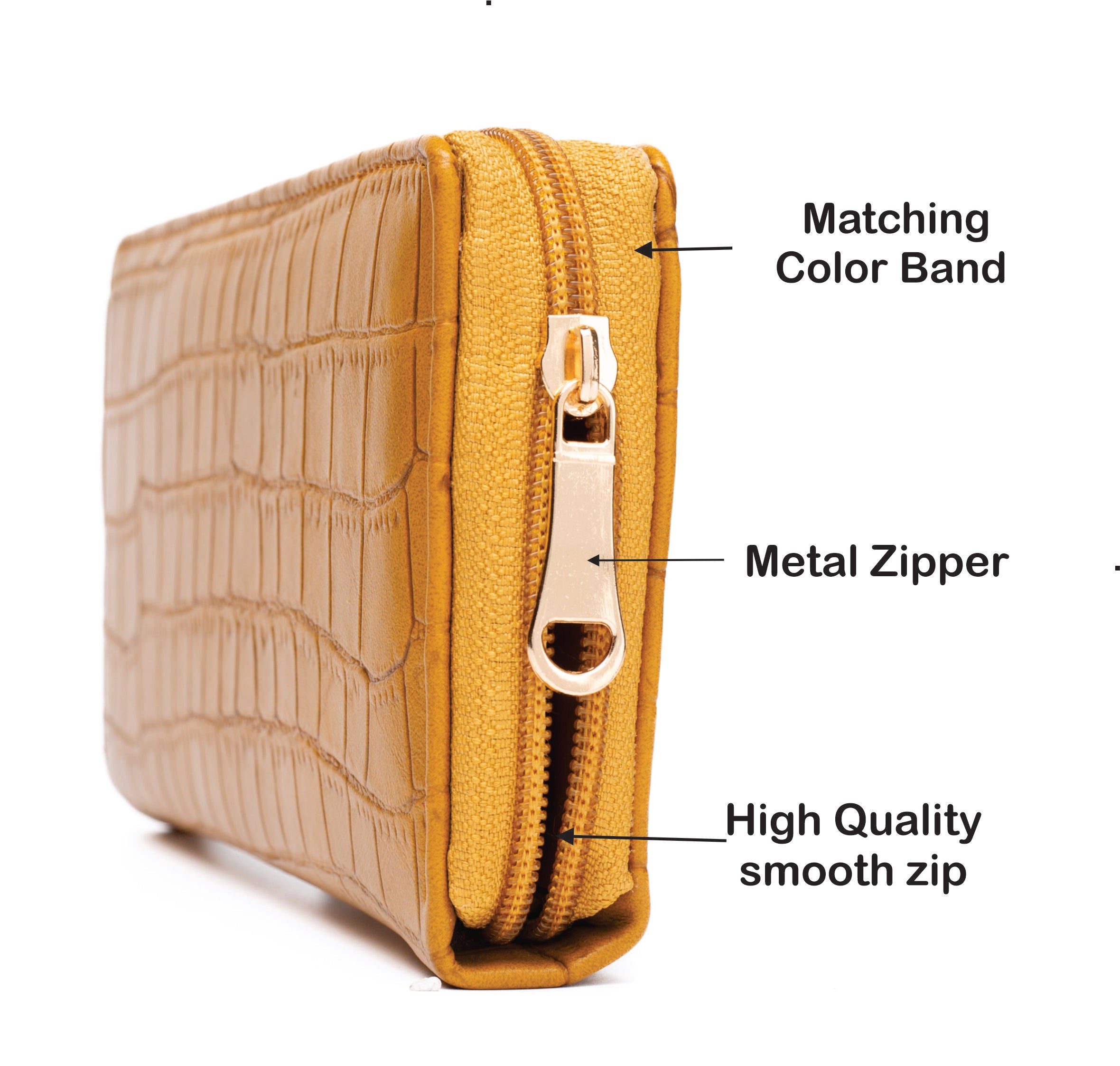 Personalized Self -Textured Womens Wallet - Yellow