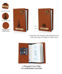 AICA Personalized Name & Charm Leather Wallet Mens Combo Giftset (TanBrown)