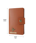 AICA Personalized Name & Charm Long Leather Car Document Holder with RC, Insurance Papers, Card Slots & Cash Compartment for Men & Women (Tanbrown)