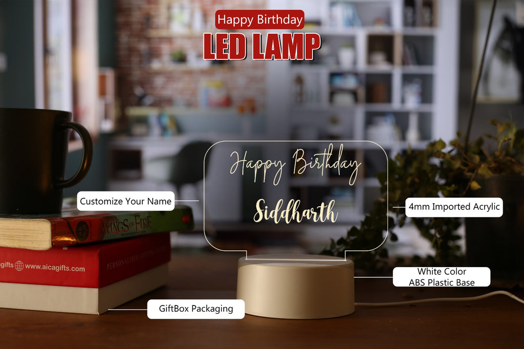 Personalised Happy Birthday Led Table Lamp