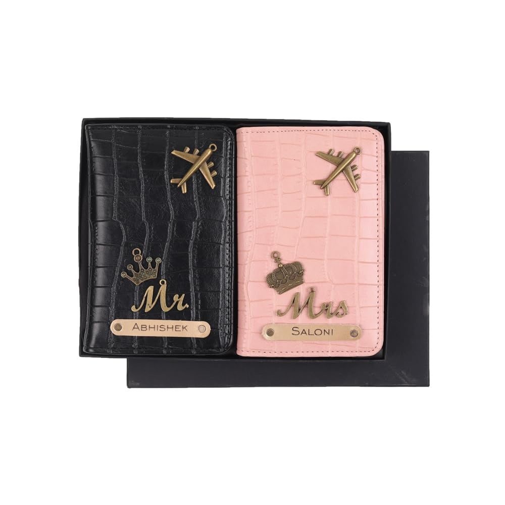 Personalised Self Texture Couple Passport Covers - Multi Colors