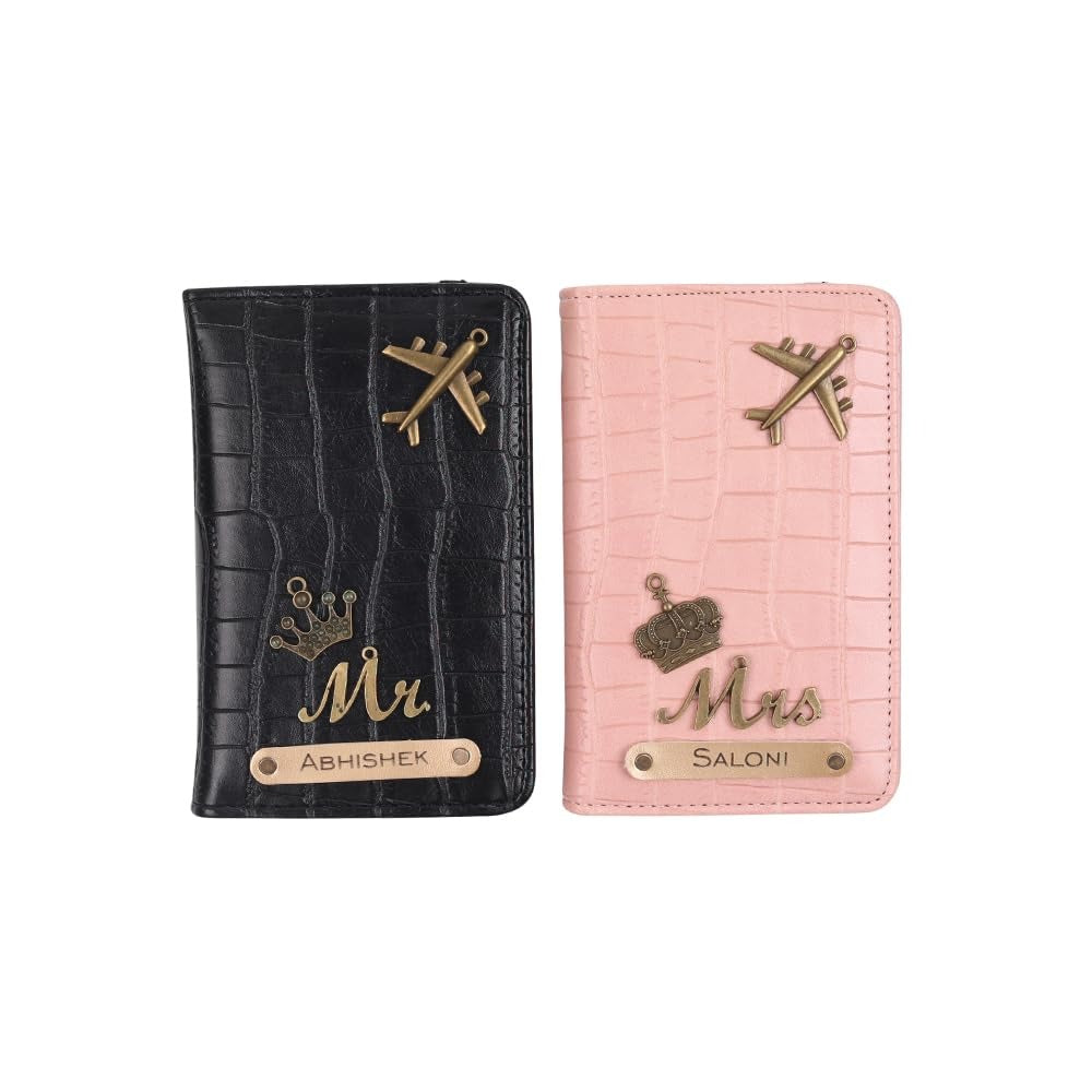 Personalised Self Texture Couple Passport Covers - Multi Colors