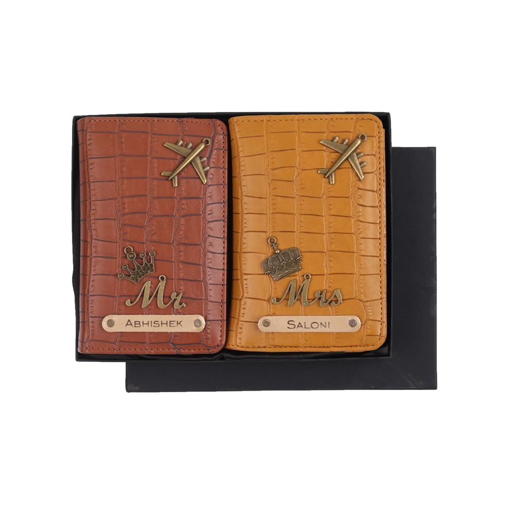 Personalised Self Texture Couple Passport Covers - Multi Colors