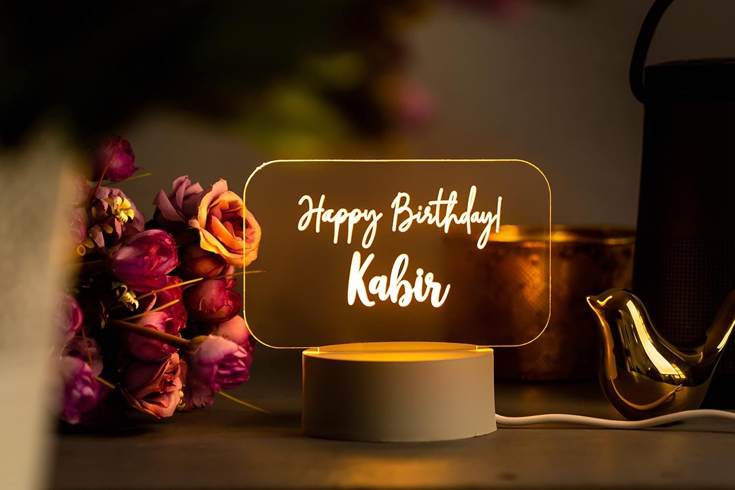 Personalised Happy Birthday Led Table Lamp