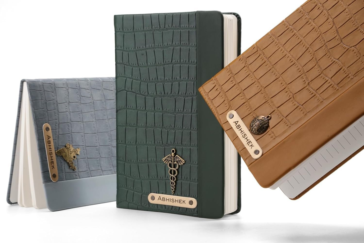 Personalized Leather Notebook Diary -A5 Size, 180 Ruled Pages (Yellow)