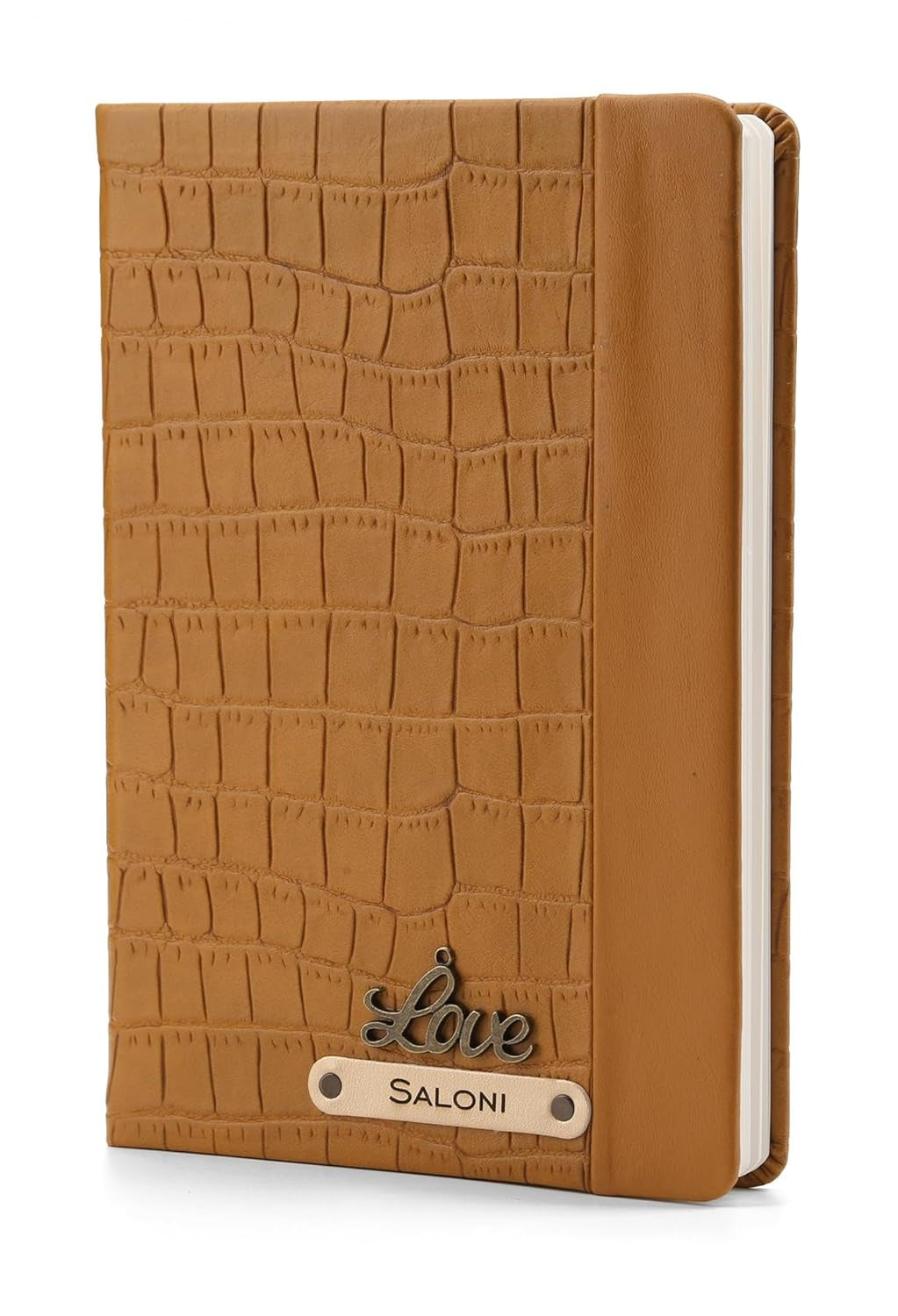 Personalized Leather Notebook Diary -A5 Size, 180 Ruled Pages (Yellow)