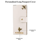 AICA Personalized Name & Charm Long Leather Wallet Passport Cover (Cream)