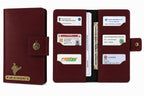 AICA Personalized Name & Charm Long Leather Car Document Holder with RC, Insurance Papers, Card Slots & Cash Compartment for Men & Women (Wine)