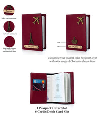 AICA Personalised Name & Charm Womens Leather Wallet Gift Set (Wine)