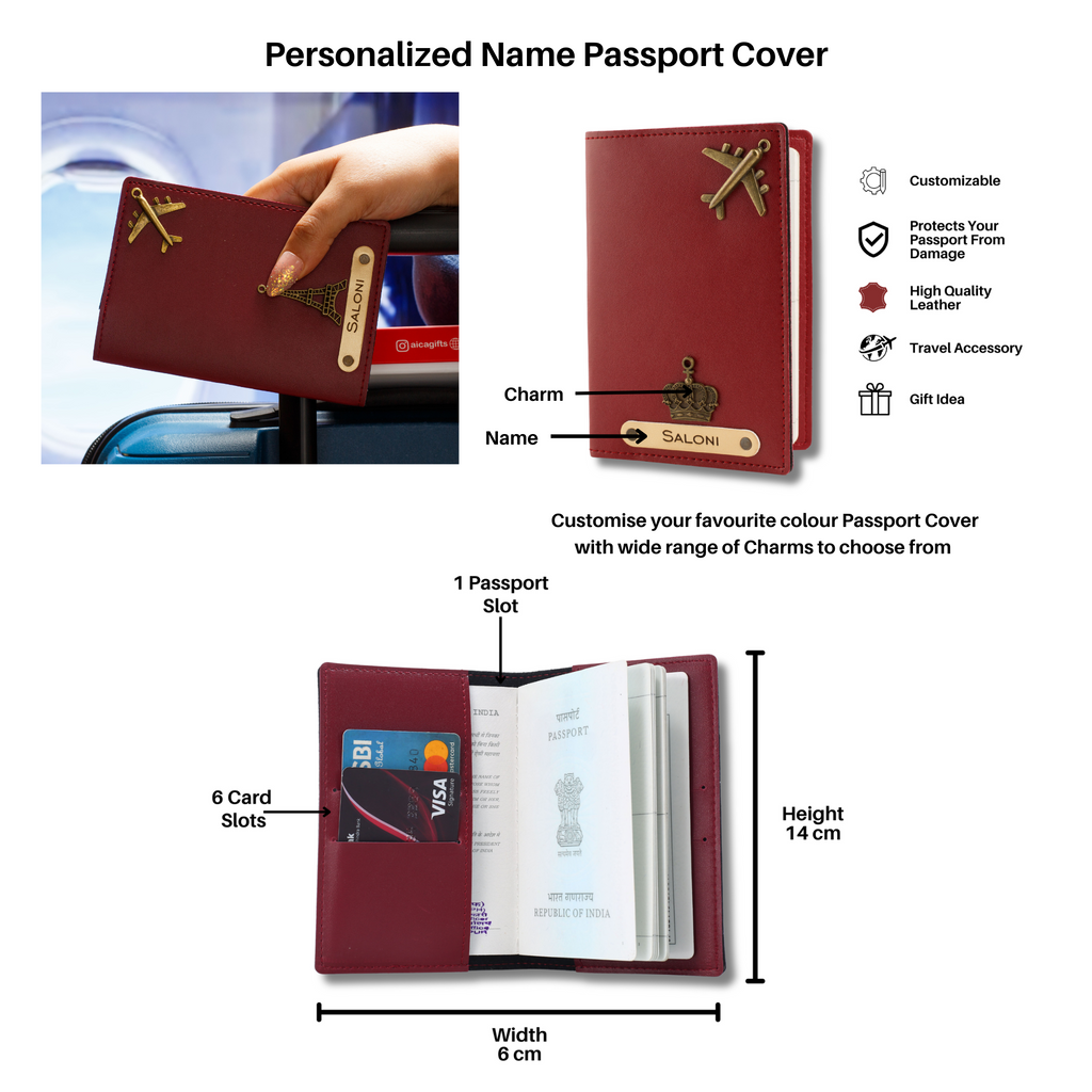 Aica Personalized Name & Charm Leather Women Combo & Candle Giftset (Wine)