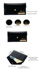 AICA Personalized Name & Charm Leather Wallet Giftset for Women (Black)