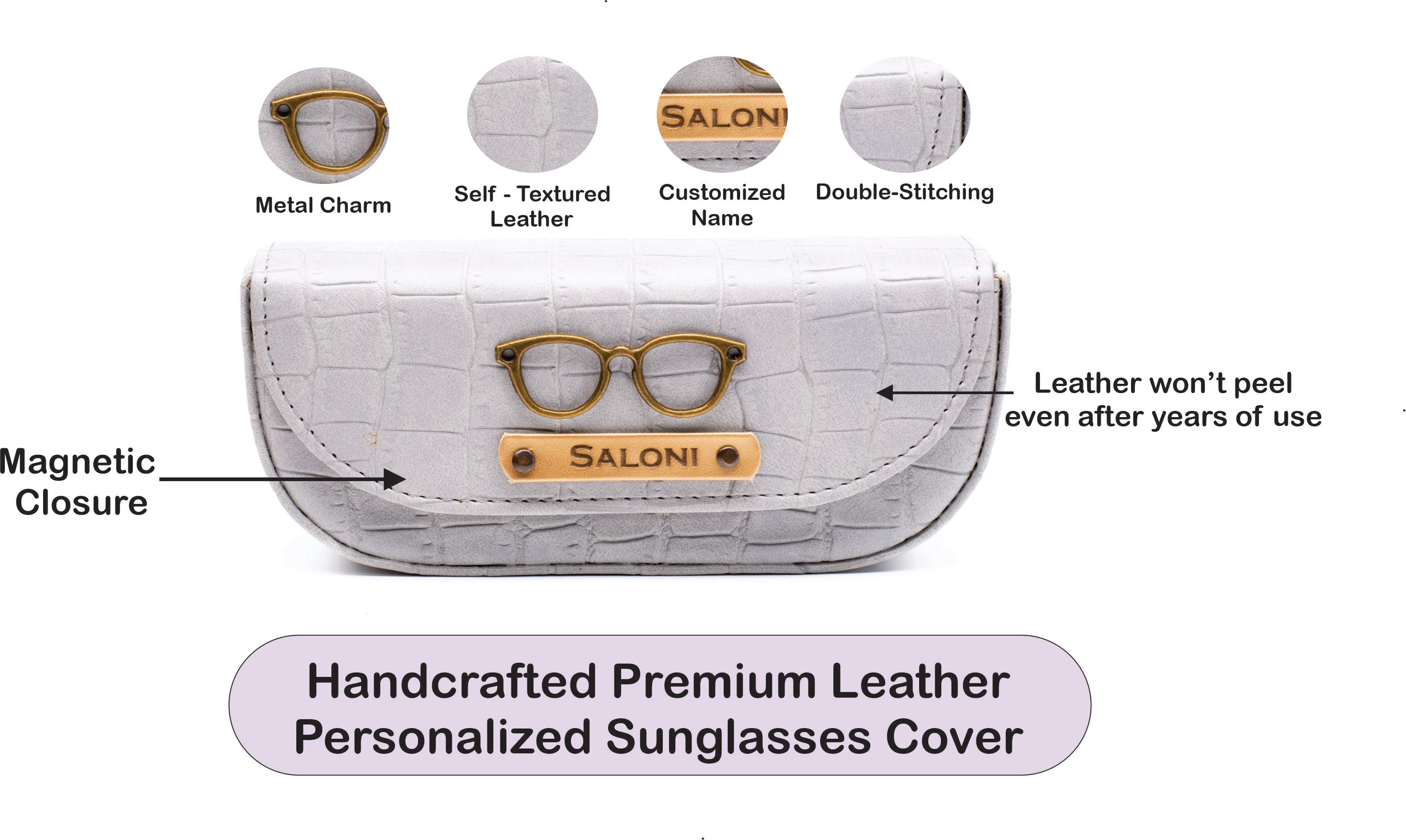 Personalized Self -Textured Sunglass Cover - BabyGrey