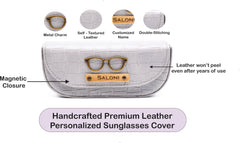 AICA Personalized Name & Charm Sunglasses Case for Men & Women (BabyGrey)