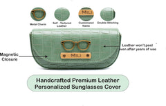 AICA Personalized Name & Charm Sunglasses Case for Men & Women (MintGreen)